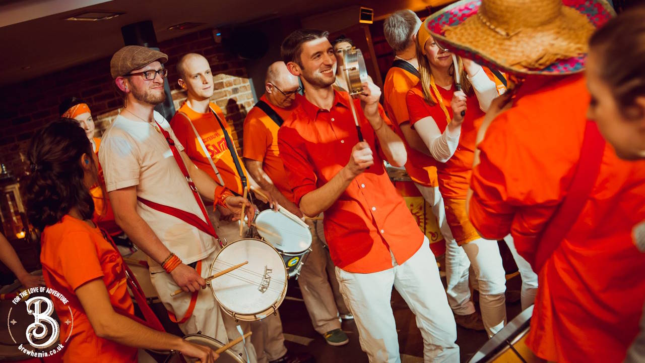 The Edinburgh Samba School playing at Brewhemia in Edinburgh